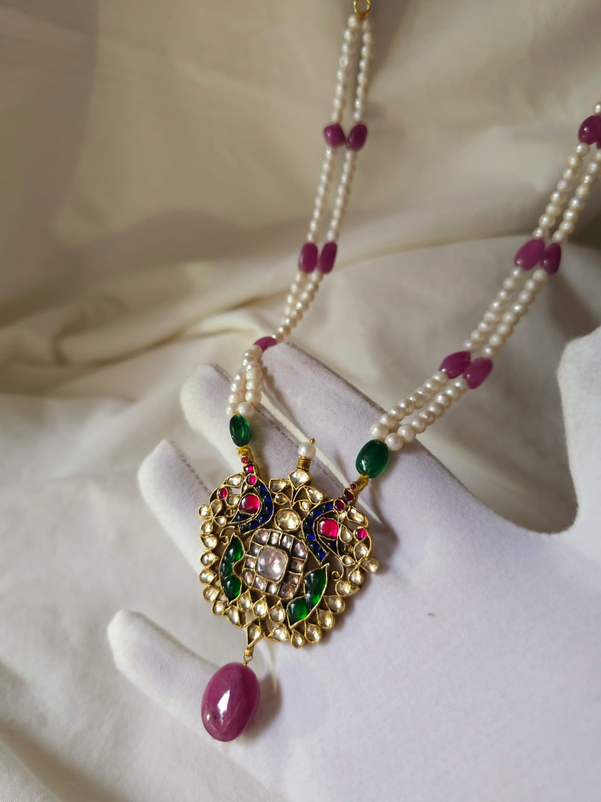 Mahamayur ruby necklace set