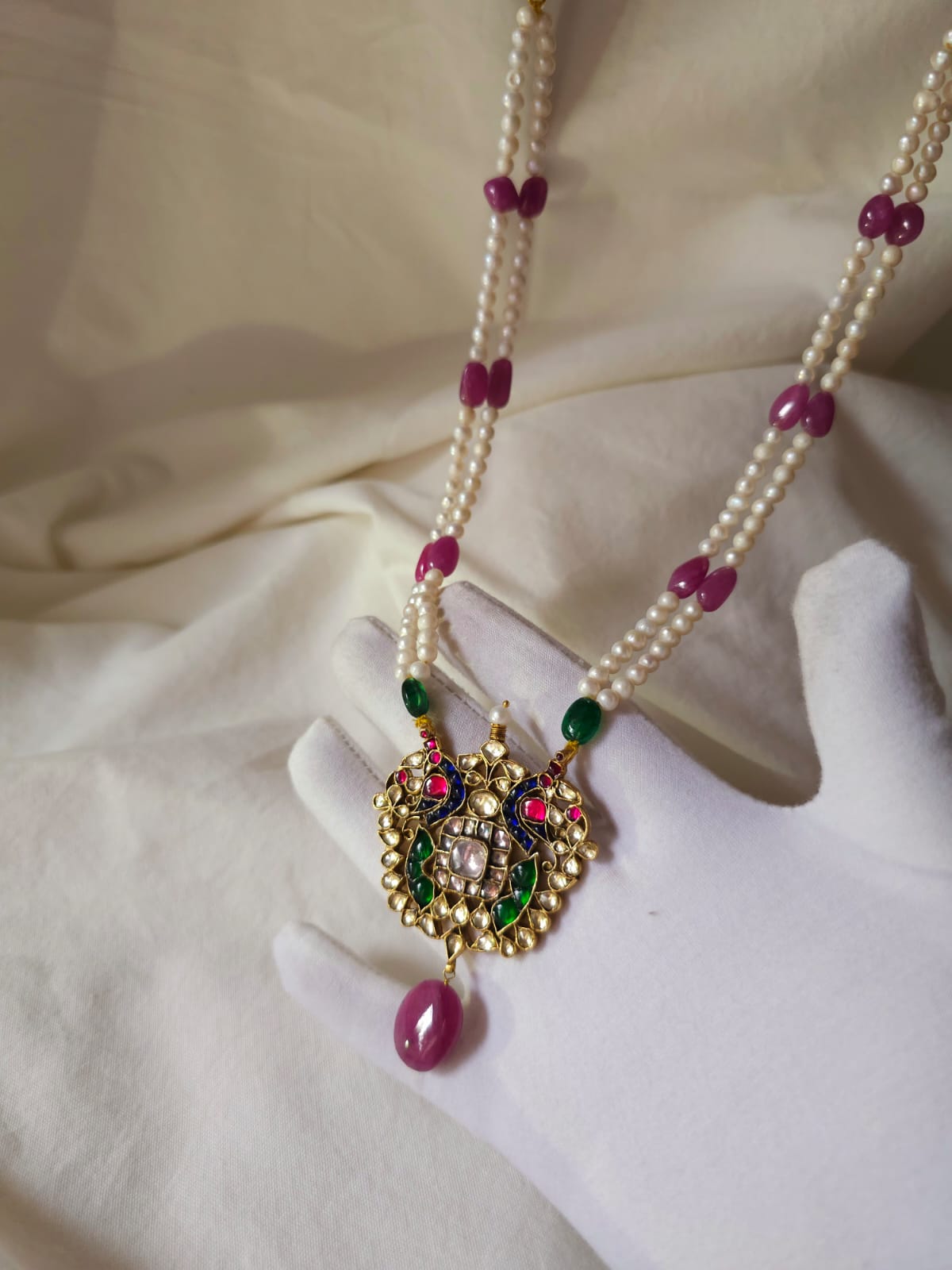 Mahamayur ruby necklace set