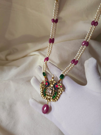 Mahamayur ruby necklace set