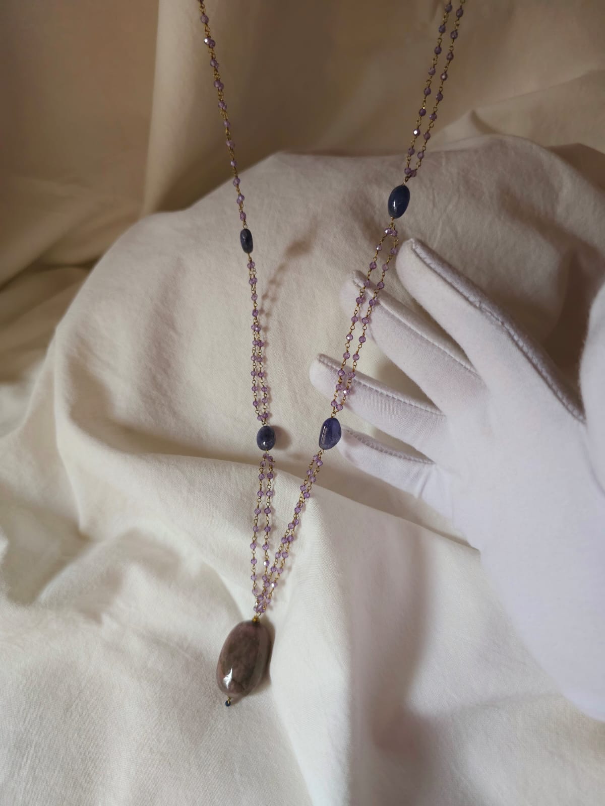 Tourmaline tanzanite totem necklace