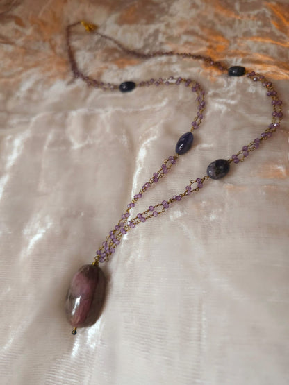 Tourmaline tanzanite totem necklace