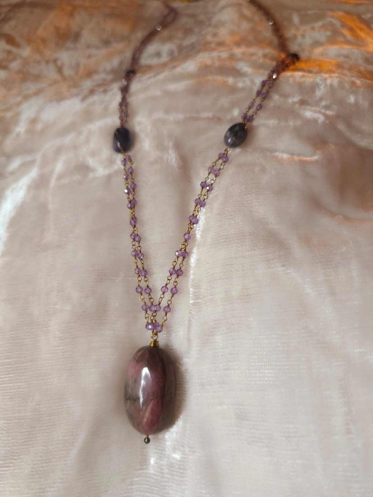 Tourmaline tanzanite totem necklace