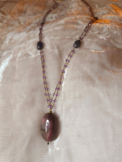 Tourmaline tanzanite totem necklace