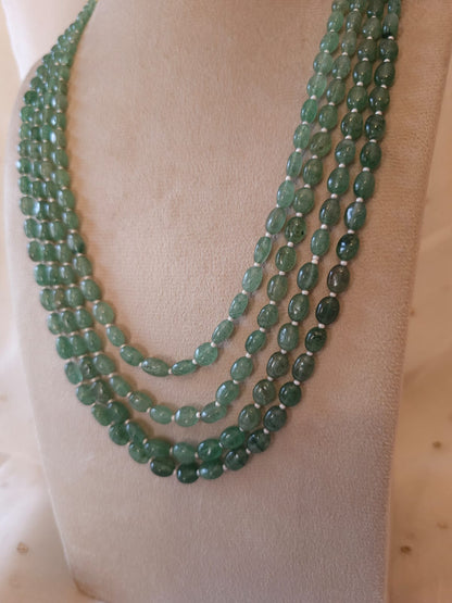 Green ombre kantha necklace