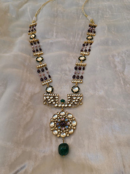 Sandhya jhanki garnet necklace set