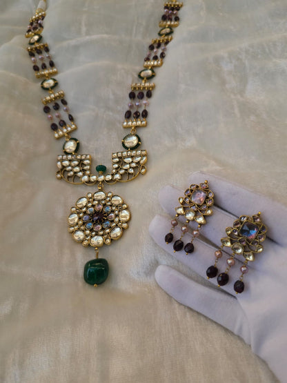Sandhya jhanki garnet necklace set