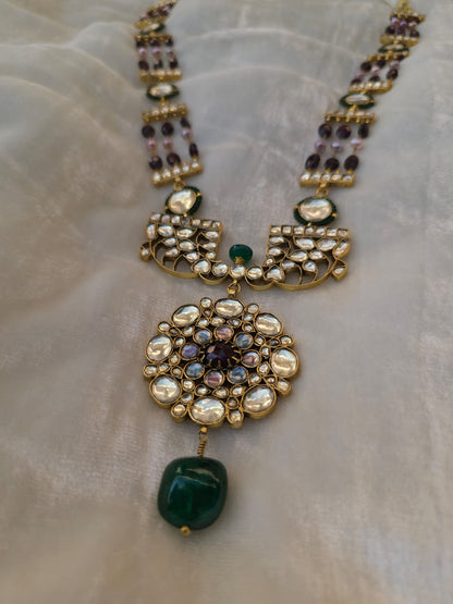 Sandhya jhanki garnet necklace set