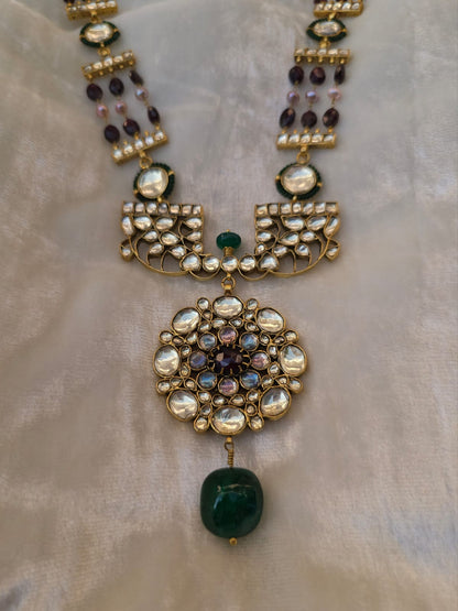 Sandhya jhanki garnet necklace set