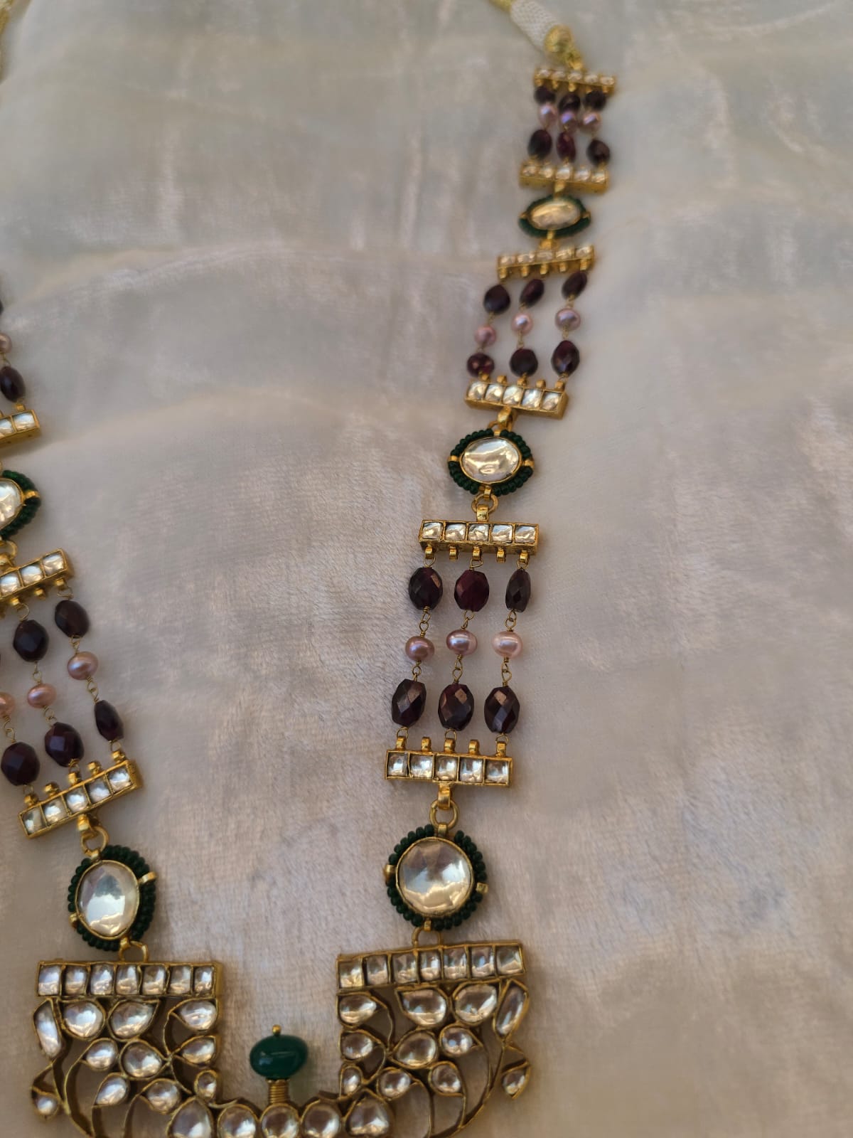 Sandhya jhanki garnet necklace set
