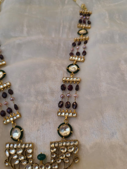 Sandhya jhanki garnet necklace set
