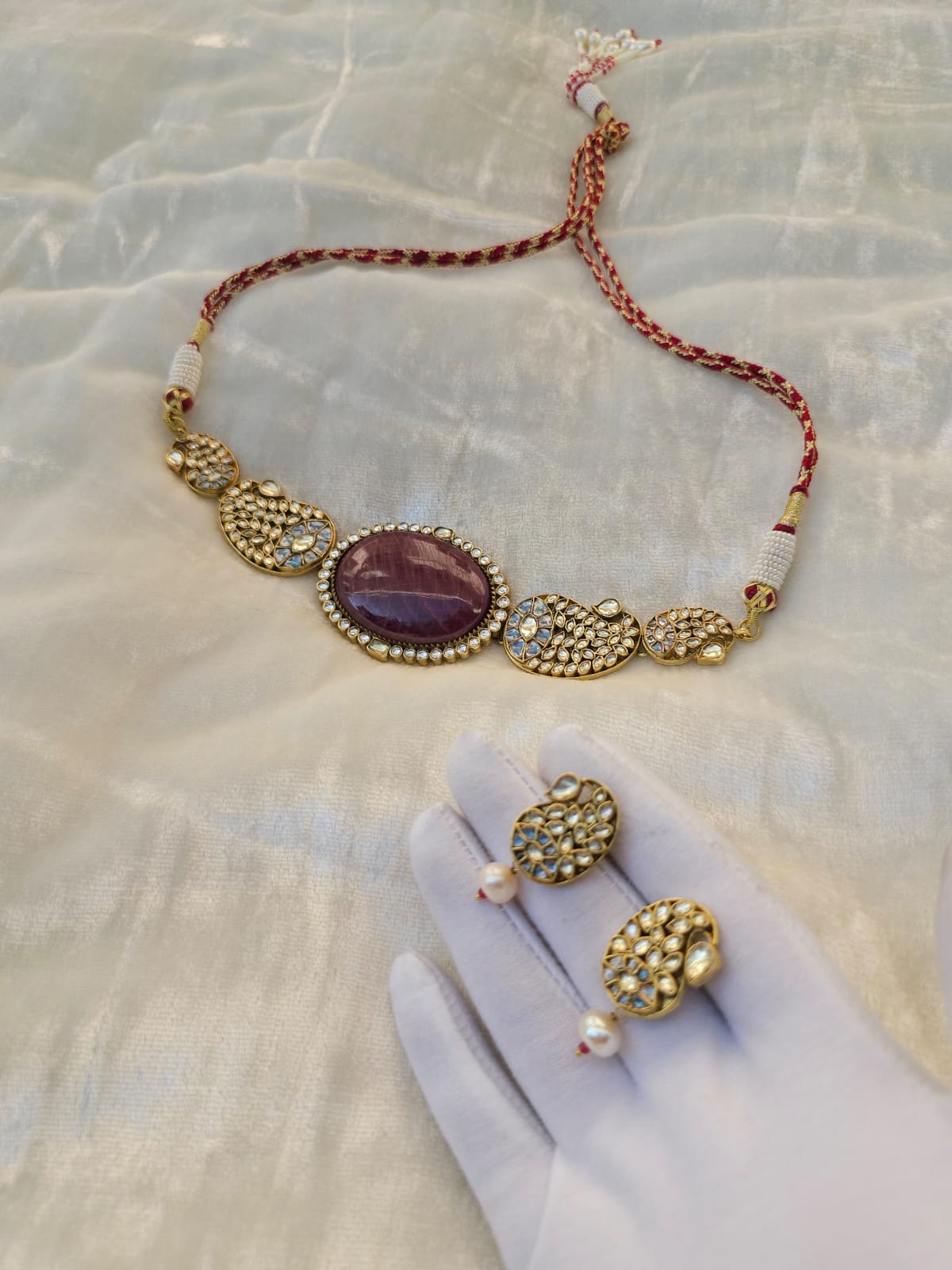 Shrinath ji ruby choker set