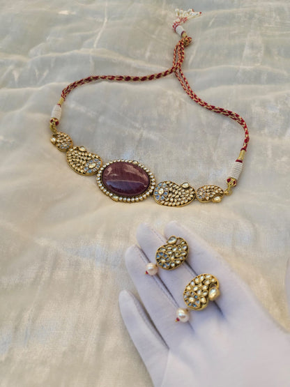Shrinath ji ruby choker set