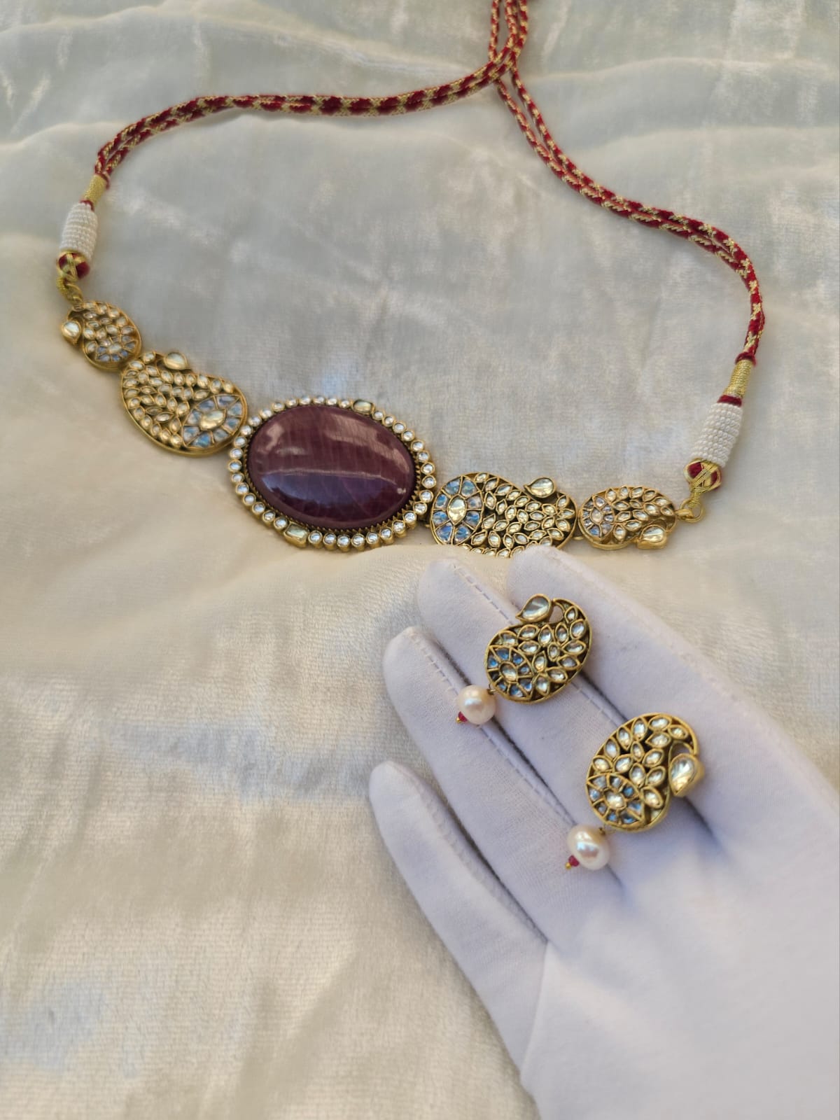 Shrinath ji ruby choker set