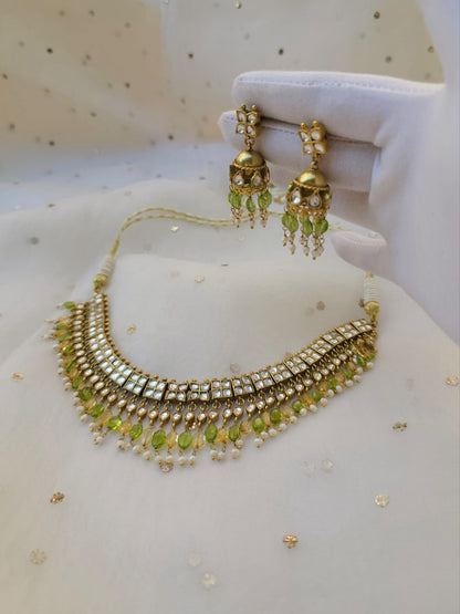 Amber peridot and citrine choker set