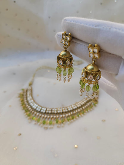 Amber peridot and citrine choker set