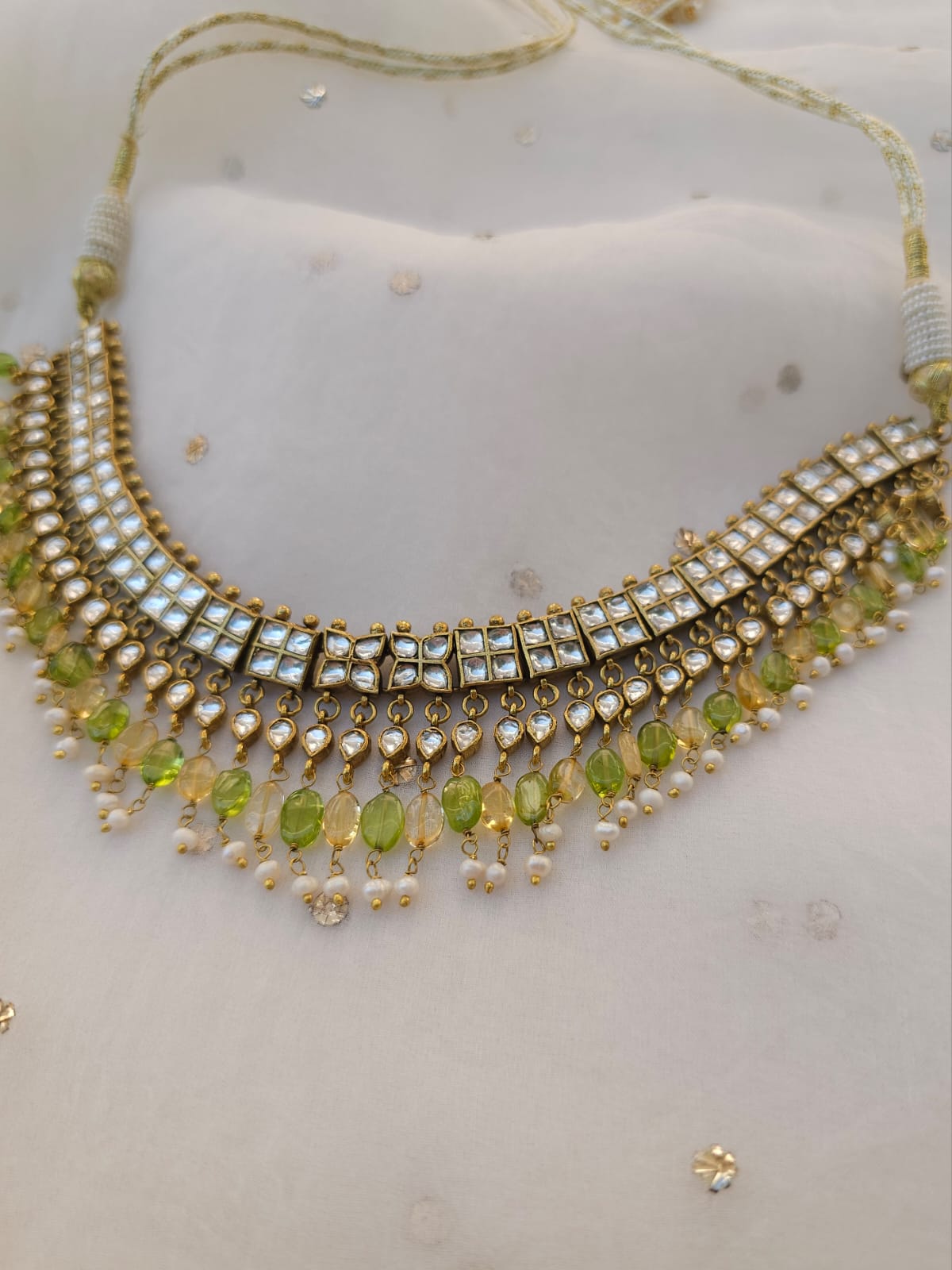 Amber peridot and citrine choker set