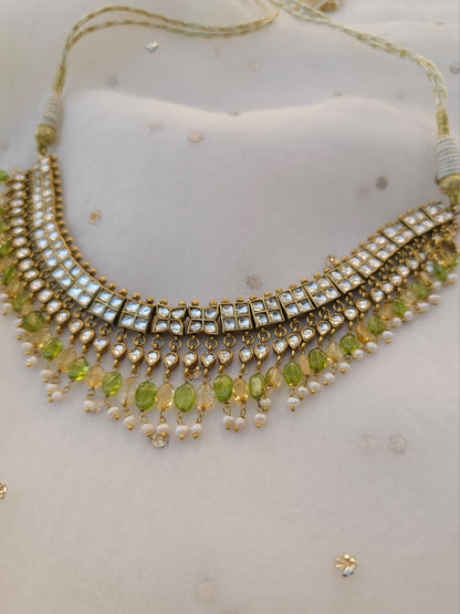 Amber peridot and citrine choker set