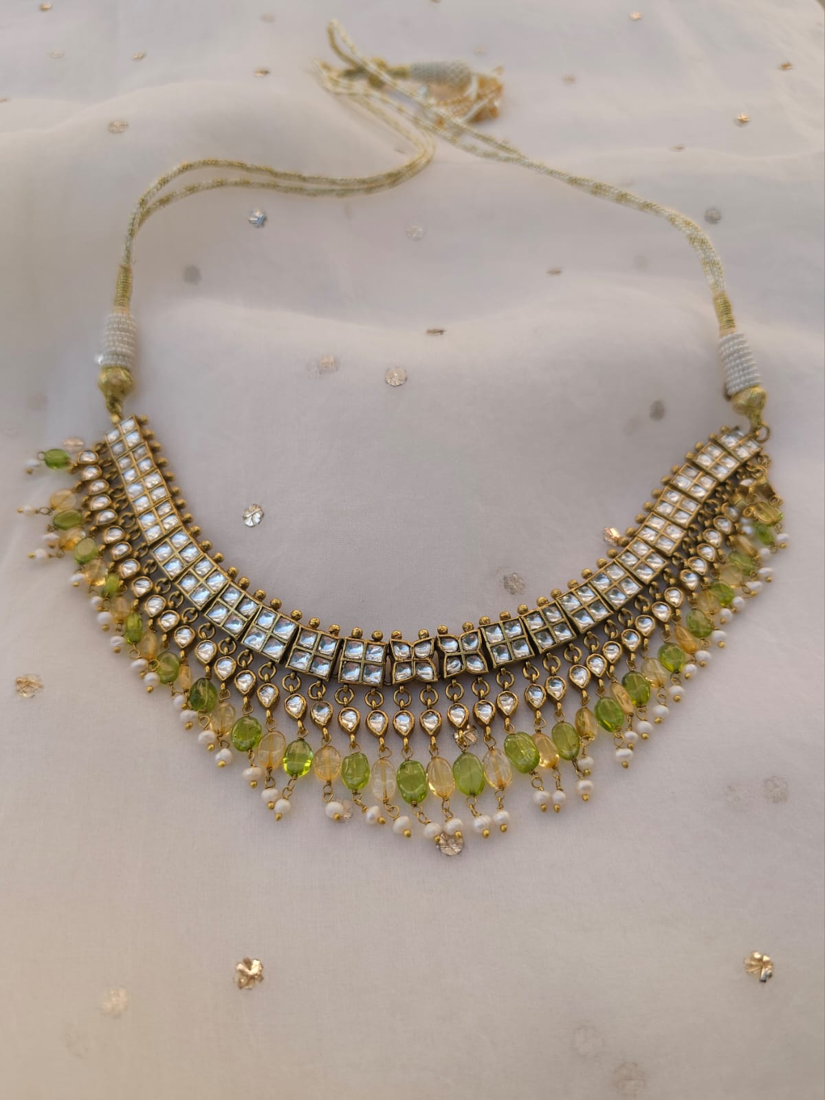 Amber peridot and citrine choker set