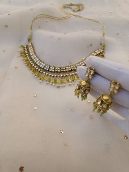 Amber peridot and citrine choker set