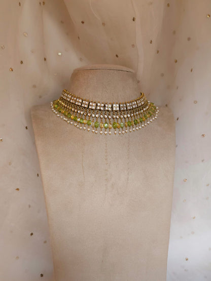 Amber peridot and citrine choker set