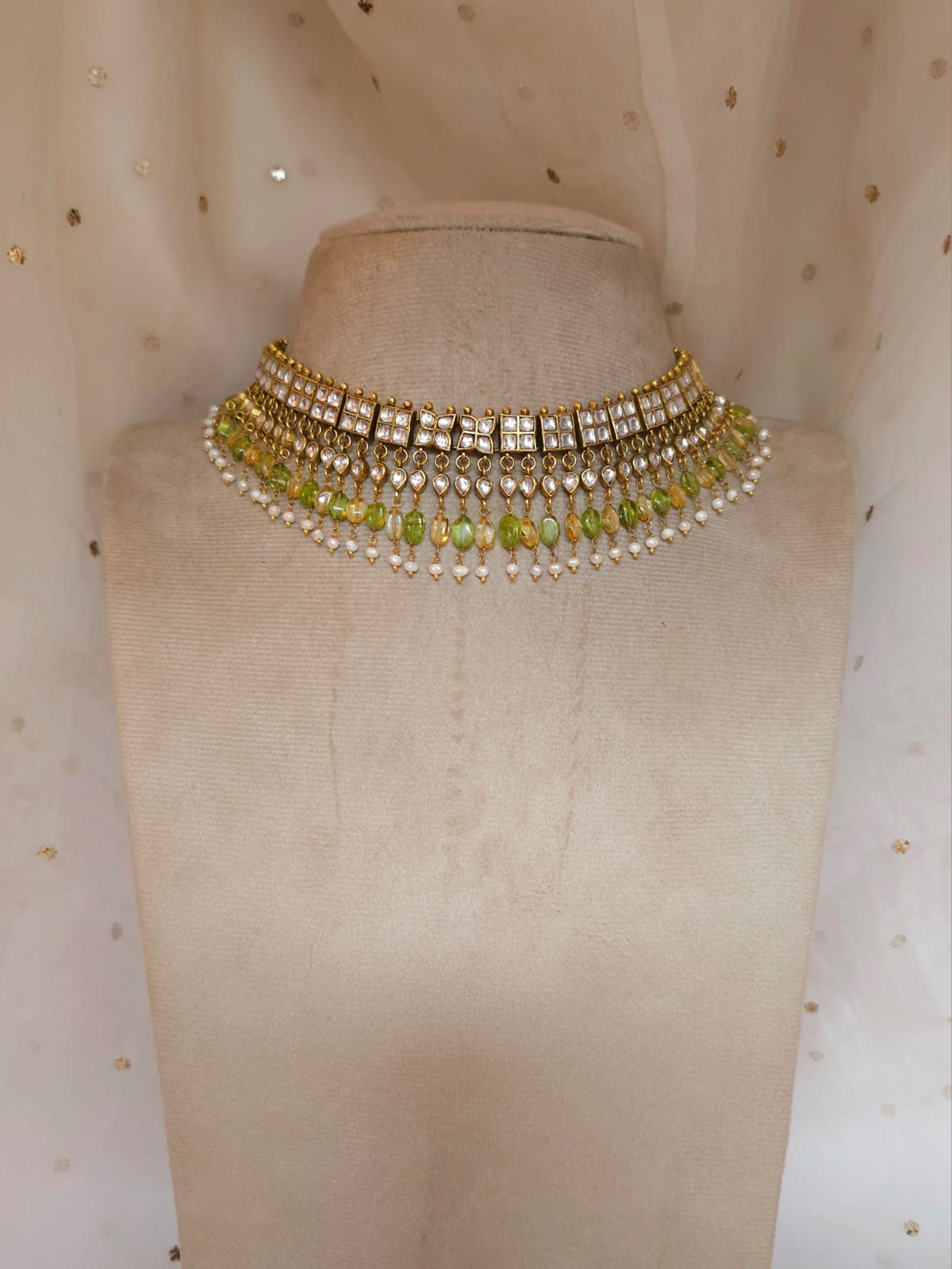 Amber peridot and citrine choker set
