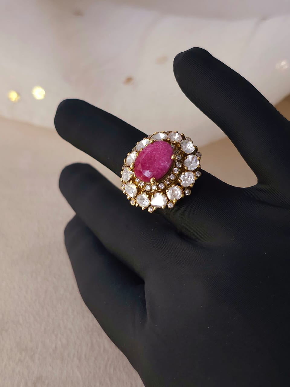Chandra taal ruby silver ring