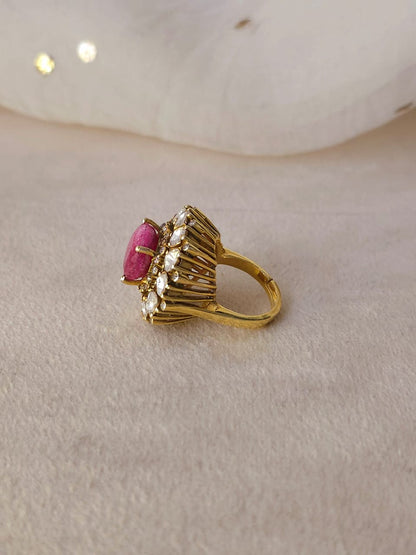 Chandra taal ruby silver ring