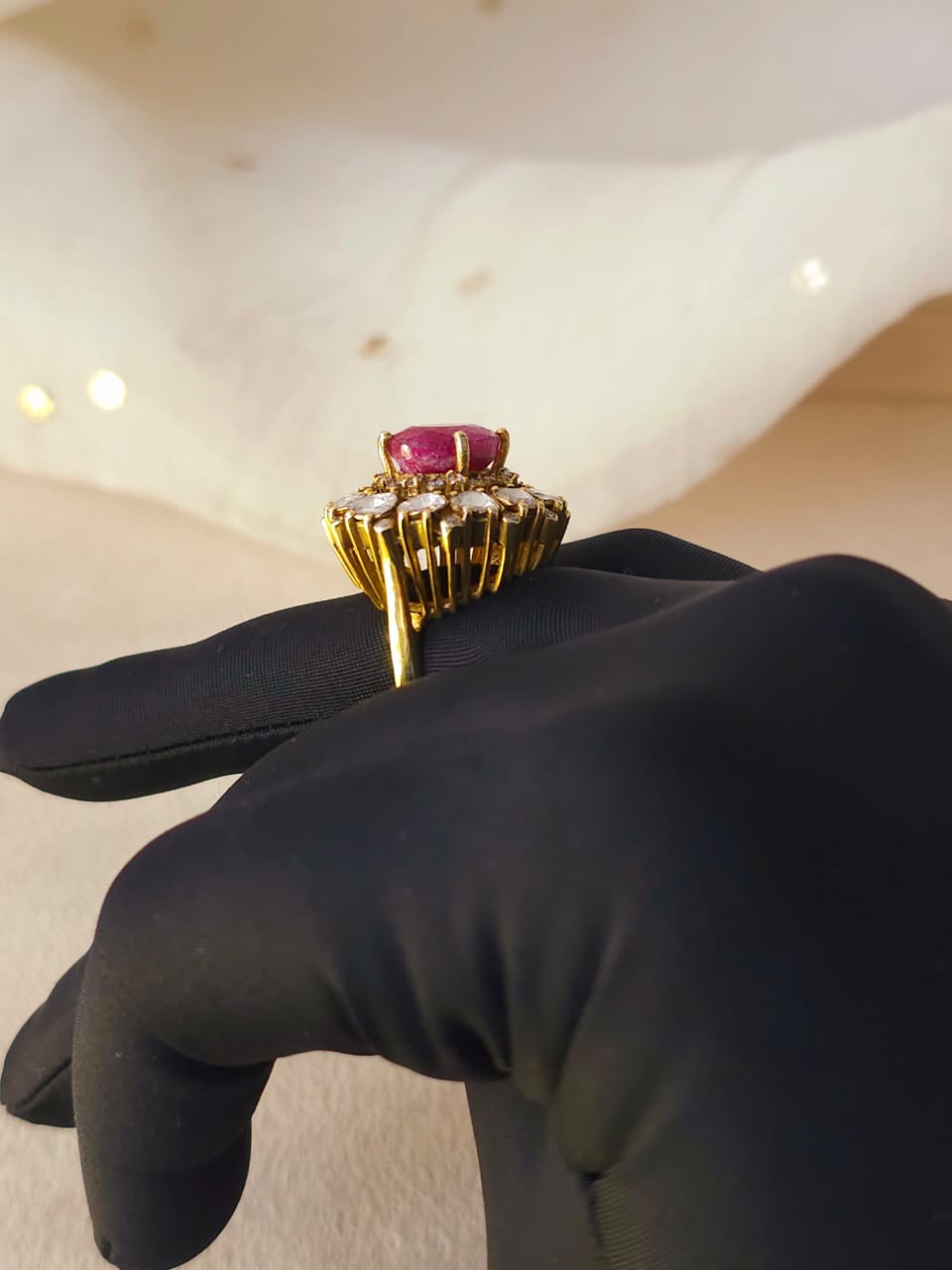 Chandra taal ruby silver ring