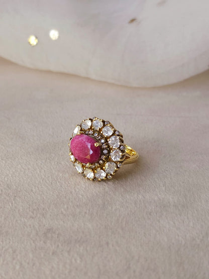 Chandra taal ruby silver ring
