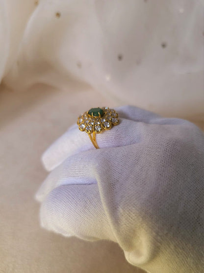 Crown feather emerald ring