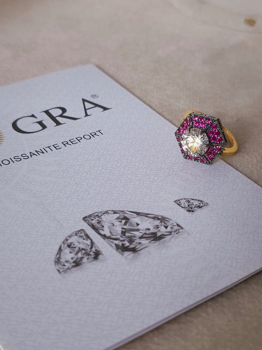 Greek Moissanite silver ring