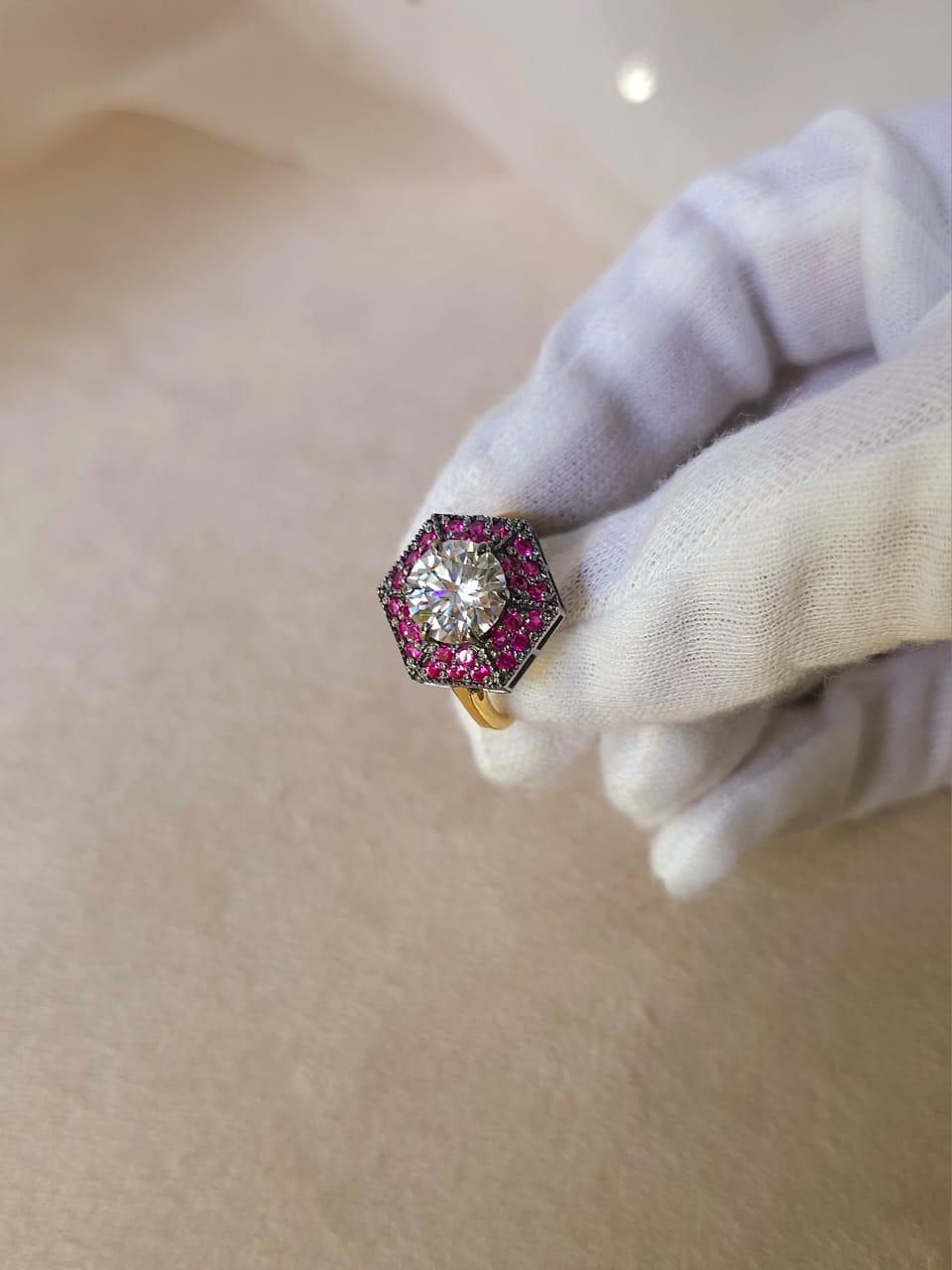 Greek Moissanite silver ring