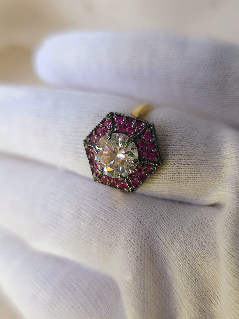 Greek Moissanite silver ring
