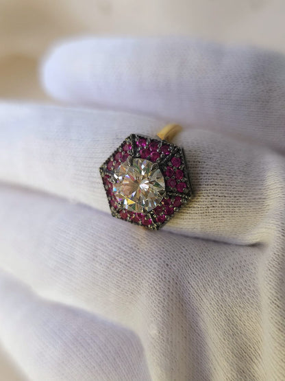 Greek Moissanite silver ring