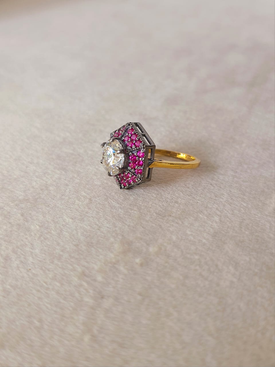 Greek Moissanite silver ring