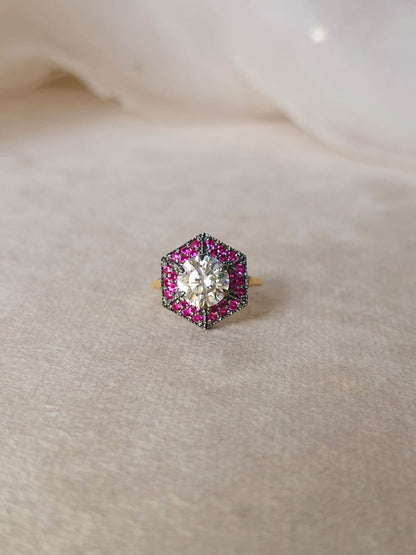 Greek Moissanite silver ring