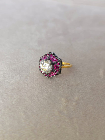 Greek Moissanite silver ring