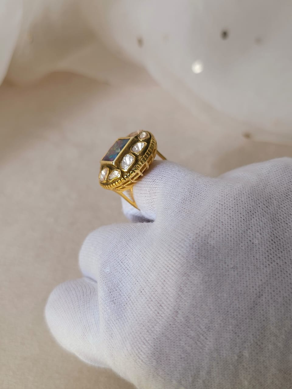 Moissanite mystic silver ring