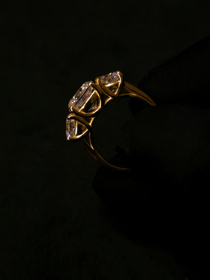 Three moissanite diamond ring