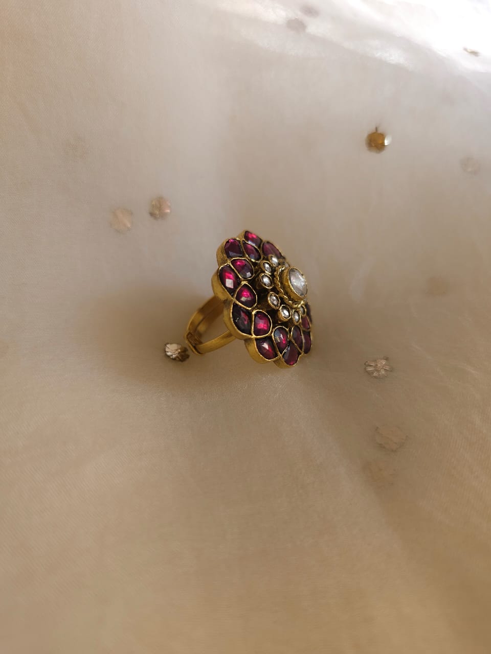 Rhodolite gulkand ring