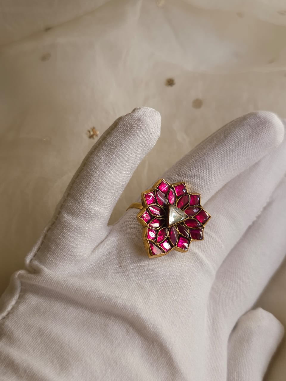 Rhodolite rose ring