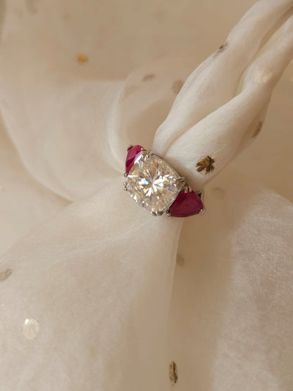 Whispering rose moissanite ring