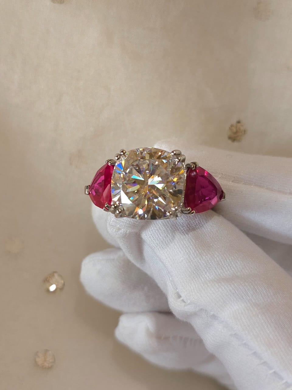 Whispering rose moissanite ring