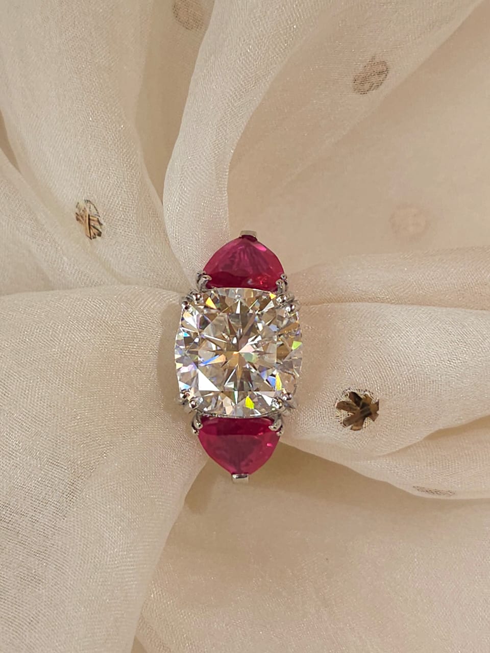 Whispering rose moissanite ring