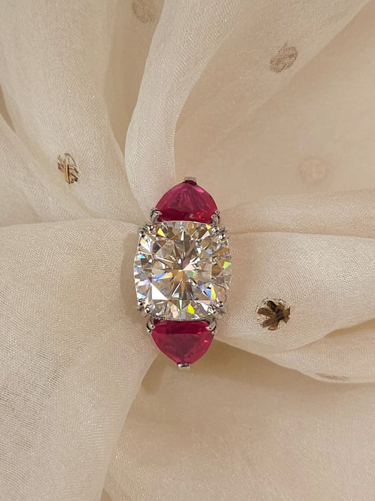 Whispering rose moissanite ring