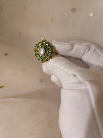 Crown feather moissanite ring