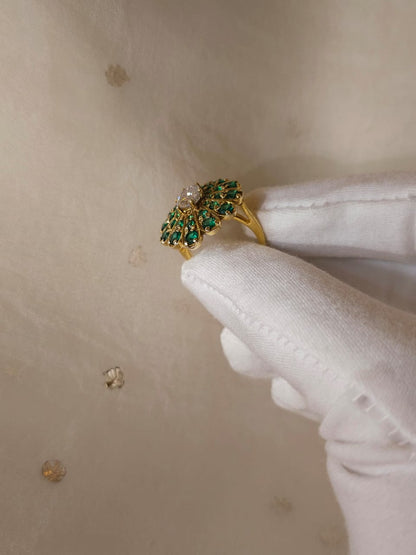 Crown feather moissanite ring