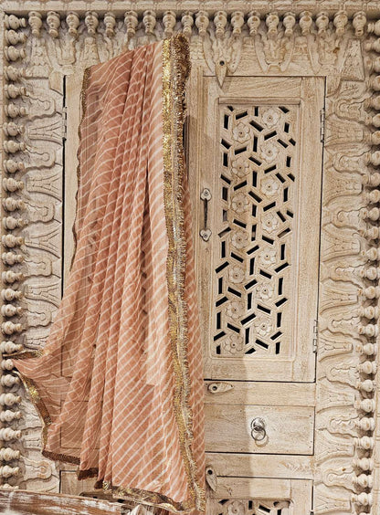 Nude pink georgette gota saree