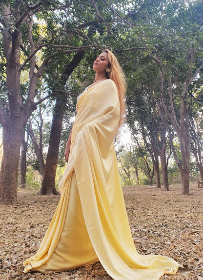 Tuscan yellow modal silk saree