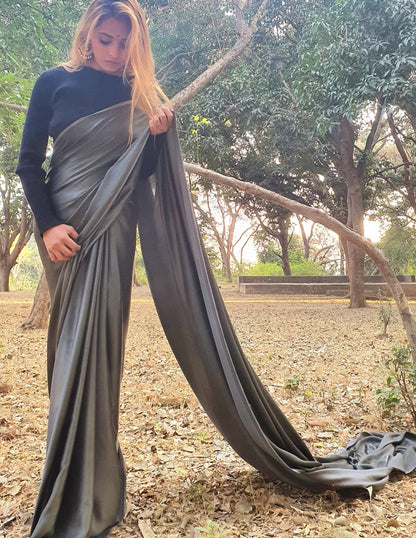 Anchor grey modal silk saree
